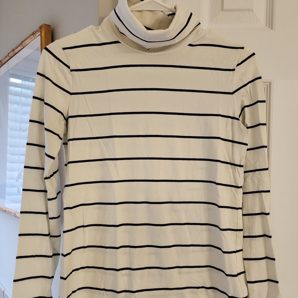 Talbots Black and Cream Striped Tee